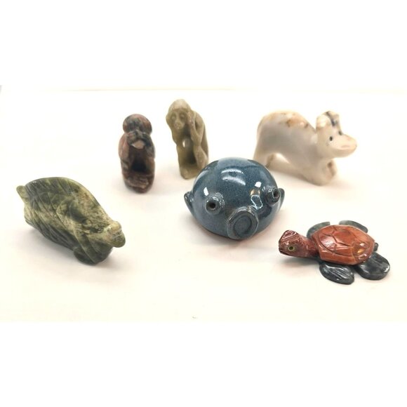Miniature Animal Figurines Lot of 6 Handcrafted From Stone Resin & Ceramic je167 - Picture 2 of 9